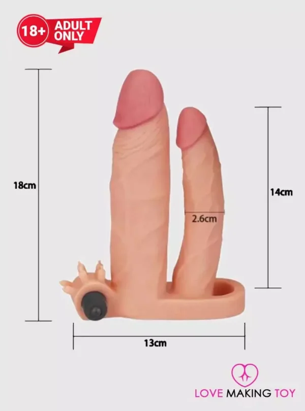 X-Tender Pleasure Vibrating Double Dildo Penis Sleeve-2-lovemakingtoy.com