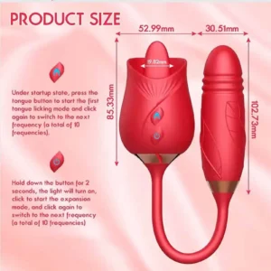 Rose Sex Stimulator Tongue Licking with 10 Modes Thrusting Anal Butt Plug-4-lovemakingtoy.com