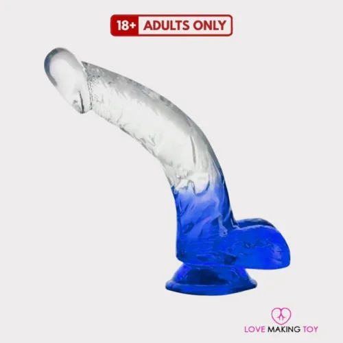 Twin color crystal dildo with balls and suction cup – sexy dildo for intense dildo orgasm pleasure.