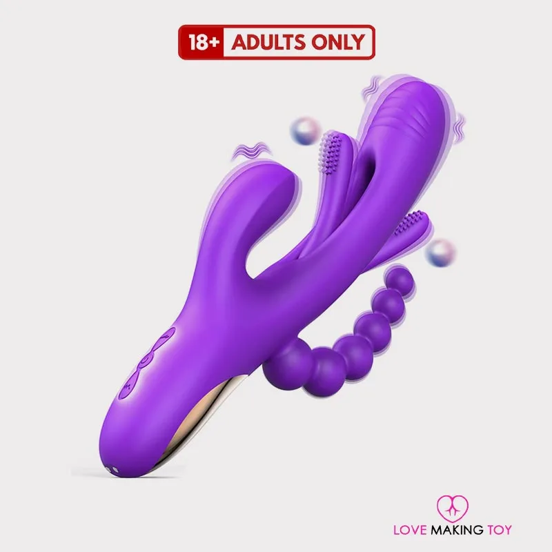 NEPTUNE Rabbit Vibrator with Anal Beads & Flapping Tongue