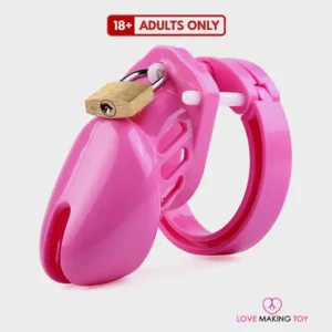 Pretty Pink Male Chastity Cage with a sleek and secure design.