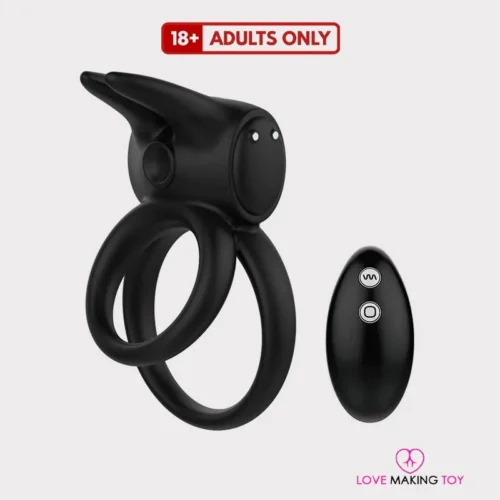 Double Penis Ring with Rabbit Vibrator for enhanced male pleasure